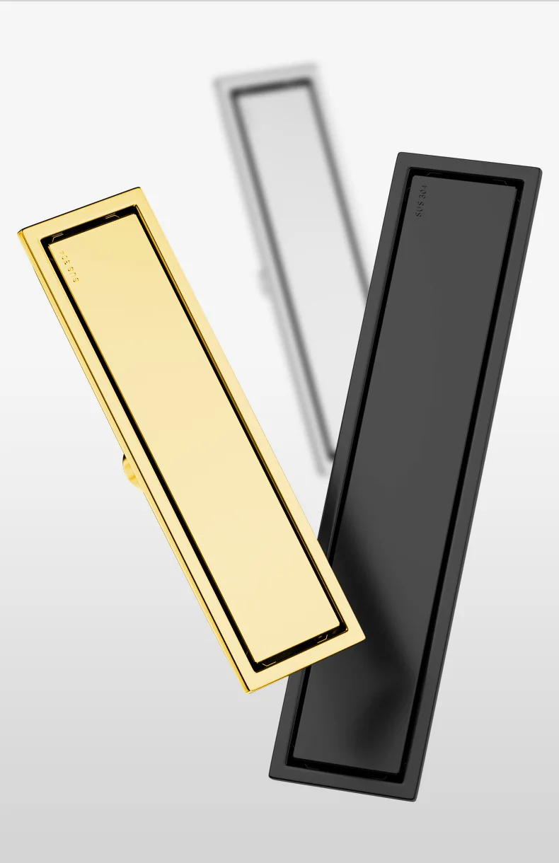 Floor Drain 20/30/40/50cm Stainless Steel Bathroom Shower gutters Gold Black Invisible Tile Floor Drains floor drain,shower drain