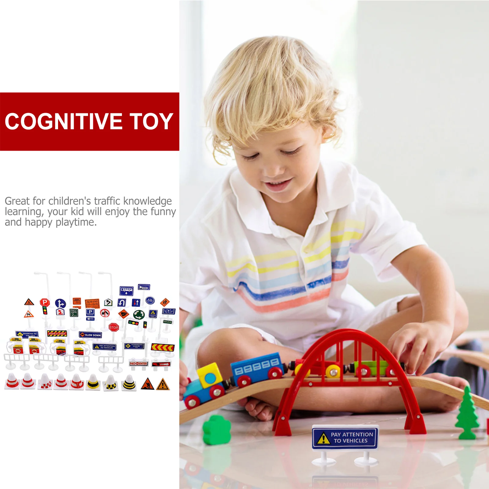 Plan Toys Traffic Signs Set 56Pcs for Children Educational