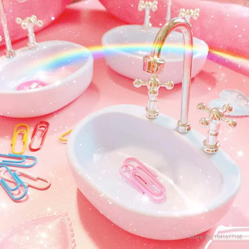 South Korean Creative Cute Mini Hamster Eating Basin, Desktop Faucet Table, Modelling Storage, Jewelry Decor, Home, Student, 1Pc