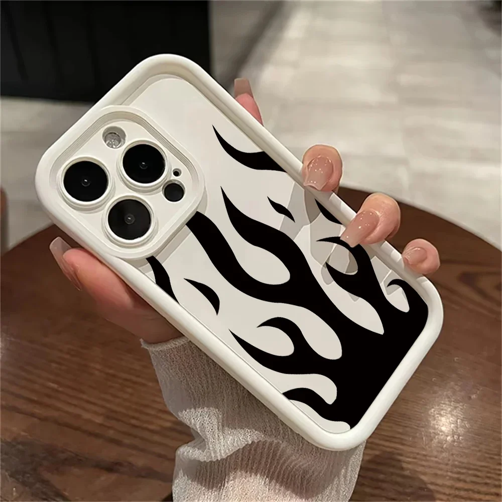 Sleek Black Flame Silicone Shockproof Phone Case