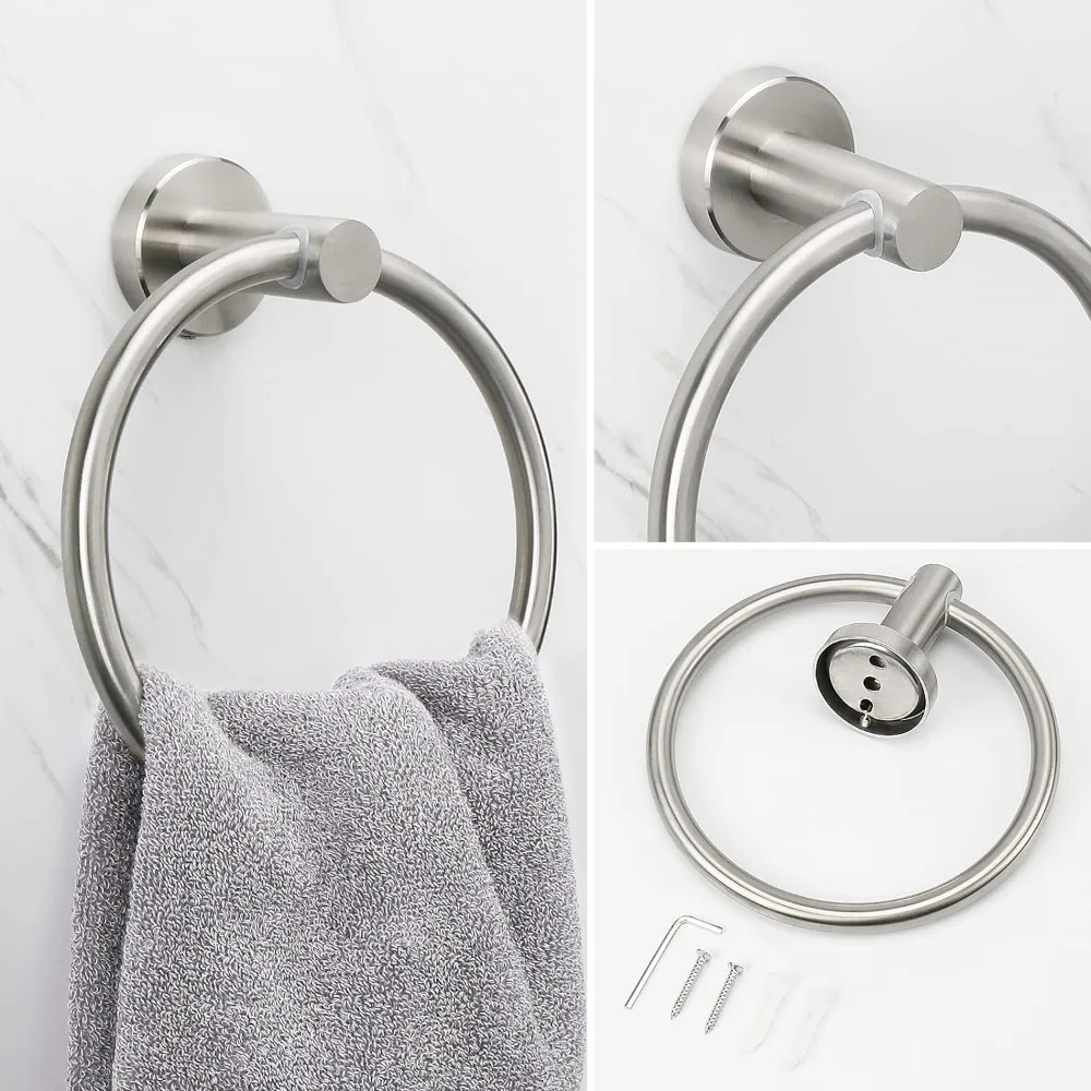 Stainless Steel Bathroom Towel Ring – Modern Round Hand Towel Holder 6