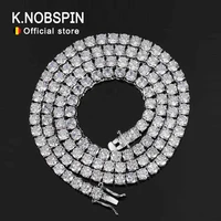 KNOBSPIN 925 Sterling Silver Double Lock Moissanite Tennis Necklace D VVS1 Diamond with GRA Certificates Neck Chain Fine Jewelry