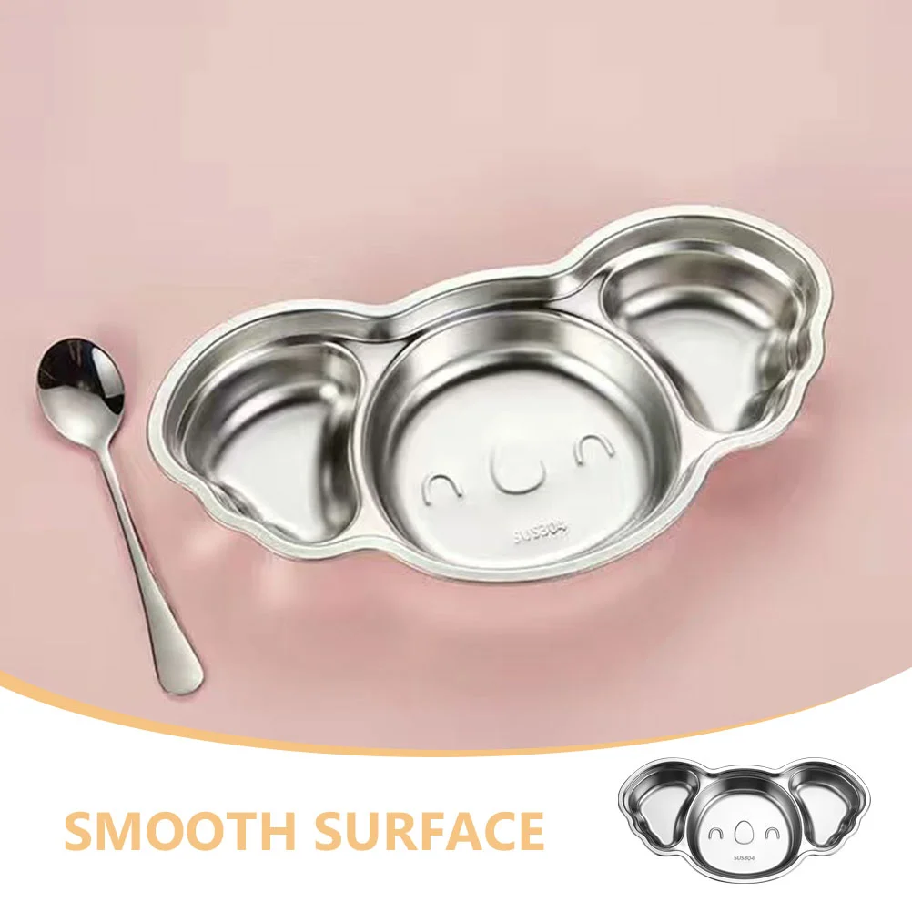 Cartoon Divided Plate Stainless Steel Food Trays for Kids Multiple Compartments Easy Portioning Baby Toddler Mealtime