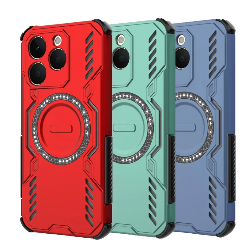 Magnetic Shockproof Armor Phone Case - Anti-Knock Full Back Cover with MagSafe Compatibility