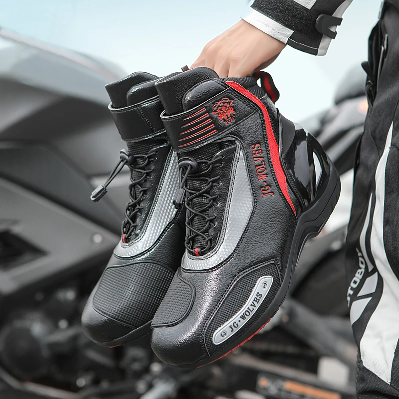 New Motorcross Riding Shoes Microfiber Men Women Motorcycle Racing Protective Ankle Boots Anticollision Non-slip New Moto Boots
