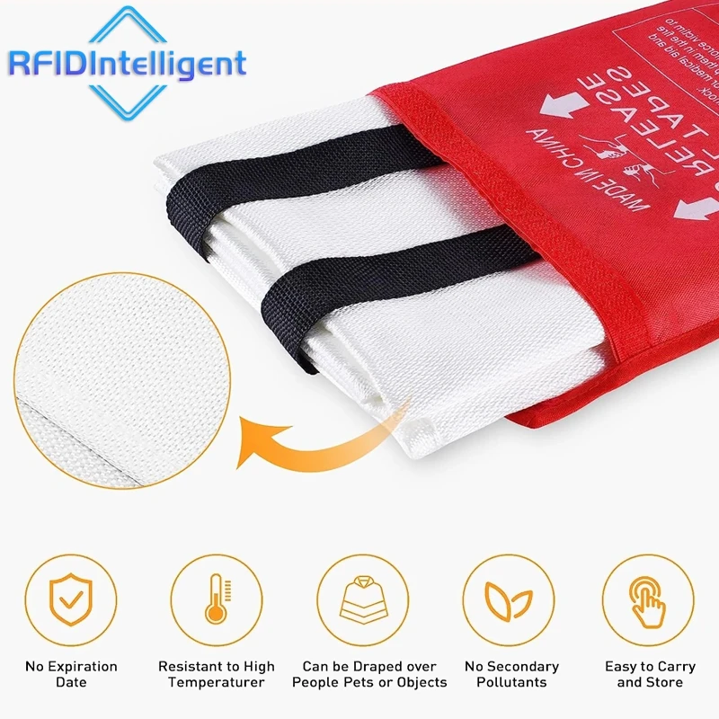 Fire Blanket 1M x 1M Fiberglass Emergency Survival Fire Shelter Extinguisher Flame Retardant Protection For Kitchen
