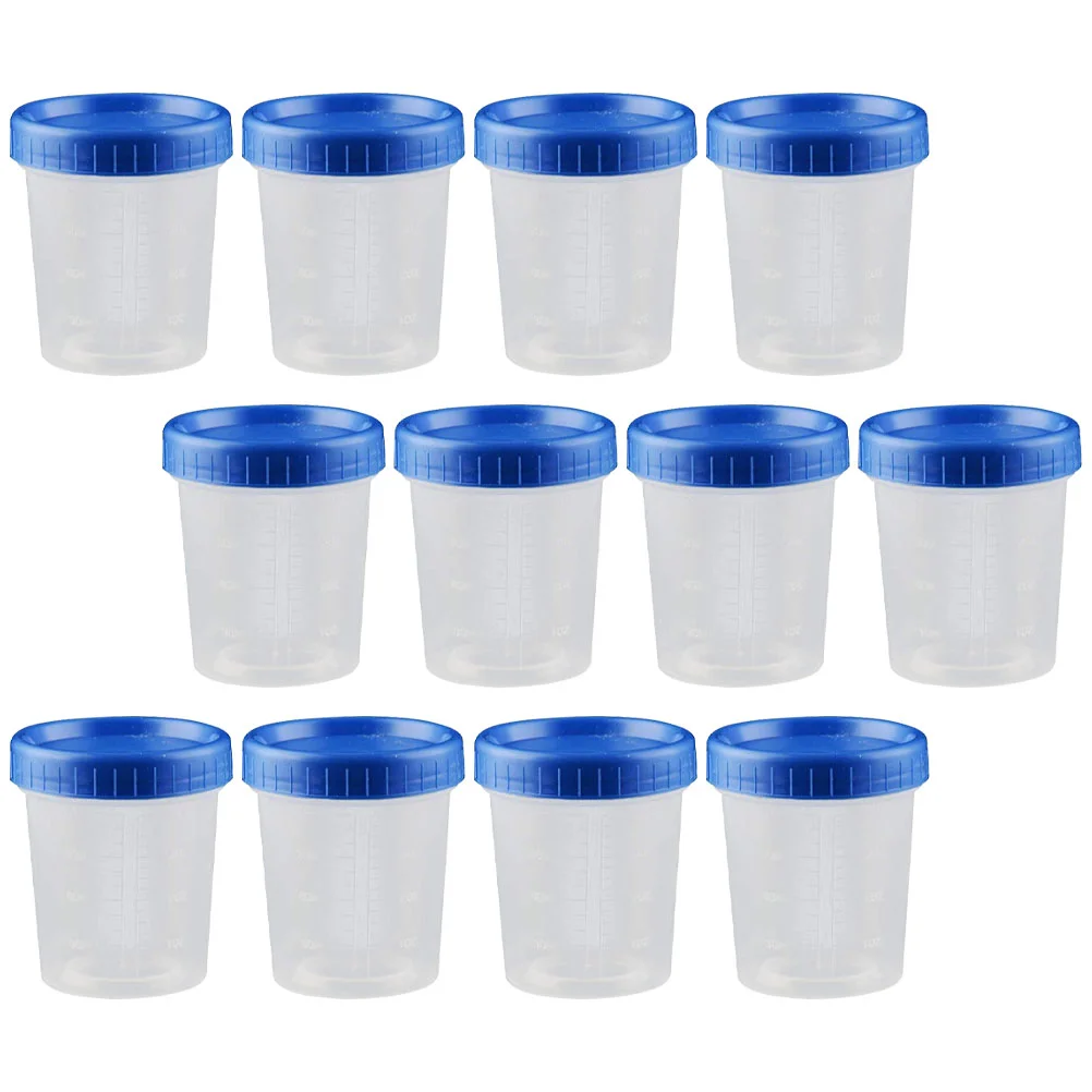 

25 Pcs Blue Lid Measuring Cup Specimen Bottle 120ml Container Liquid Cups Scale Sample Sampling Pp