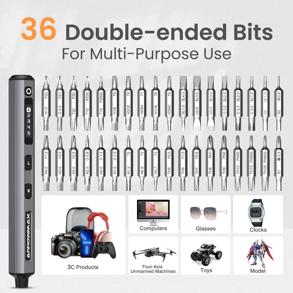 Mini Electric Screwdriver Set with 72 Magnetic Bits 5 Gears Torque OLED Display Rechargeable Cordless Screwdriver Kit SES New 4