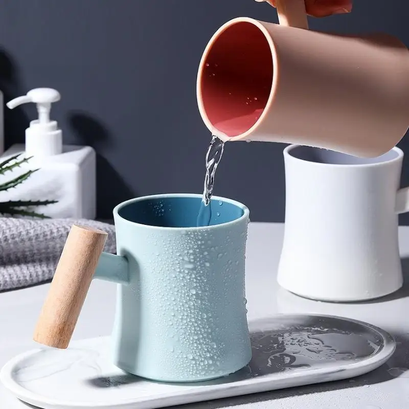 Creative Wooden Handle Toothbrush Cup For Bathroom Storage_voghion.com