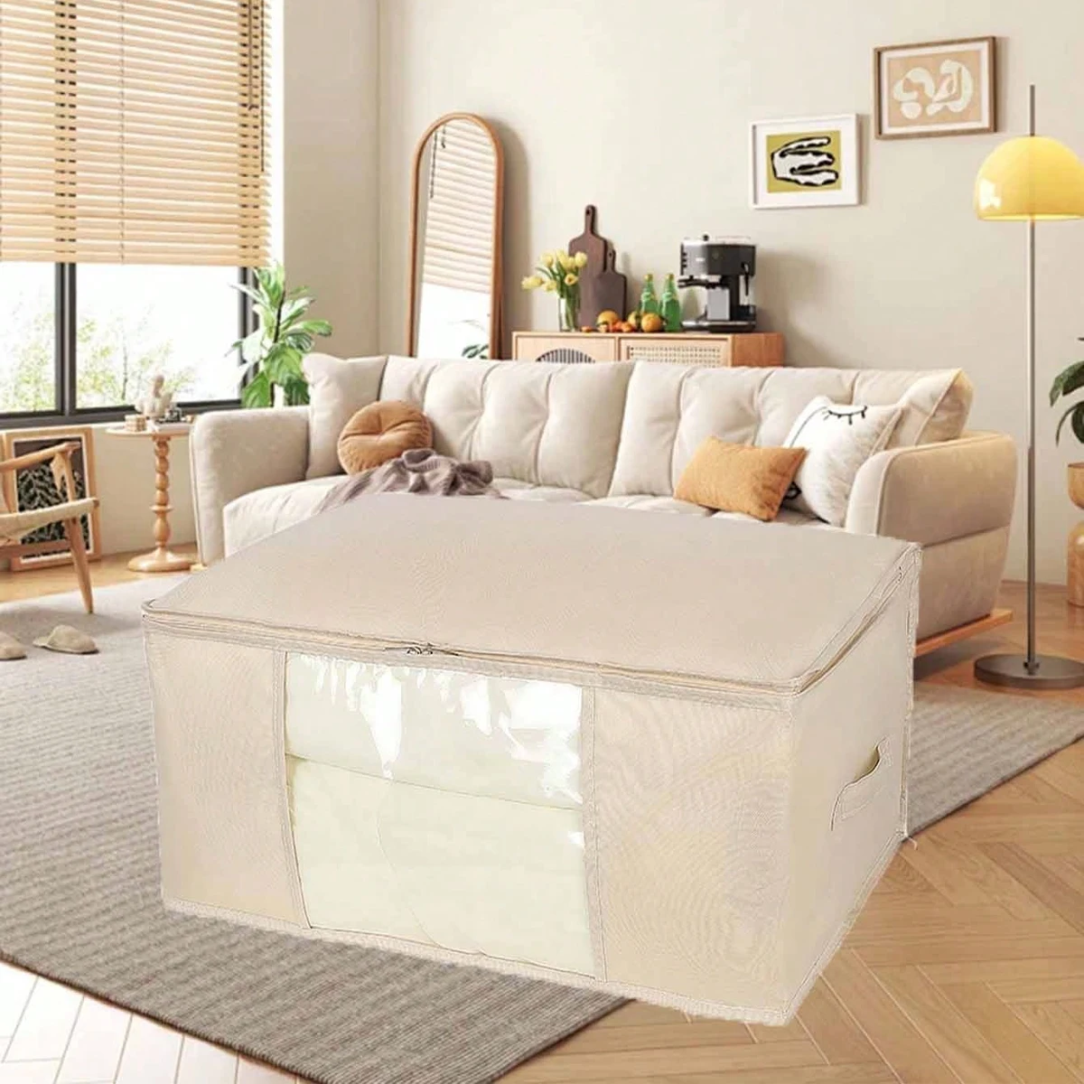1 large capacity quilt storage bag,thick clothing packaging box, dust-proof storage box and container,household storage utensils 4