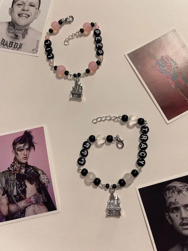 

Lil peep lil Tracy castles themdx bracelet set GBC - G59 - emo - goth - music artist - peep - Gus - handmade