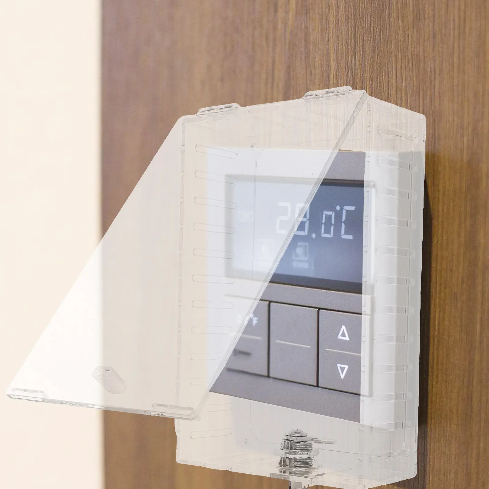 1세트 온도 조절기 잠금 상자 벽걸이형 잠금 가능 투명 보호 커버 키형 온도 조절기 가드 범용 교체품