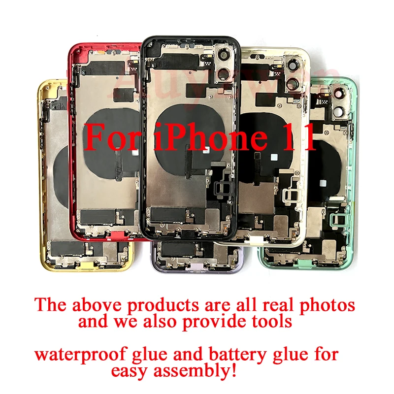 Full Assembled Back Cover For iPhone 11 Housing DIY Battery Door Middle Chassis Frame Rear With Flex Cable Phone Repair Parts 2