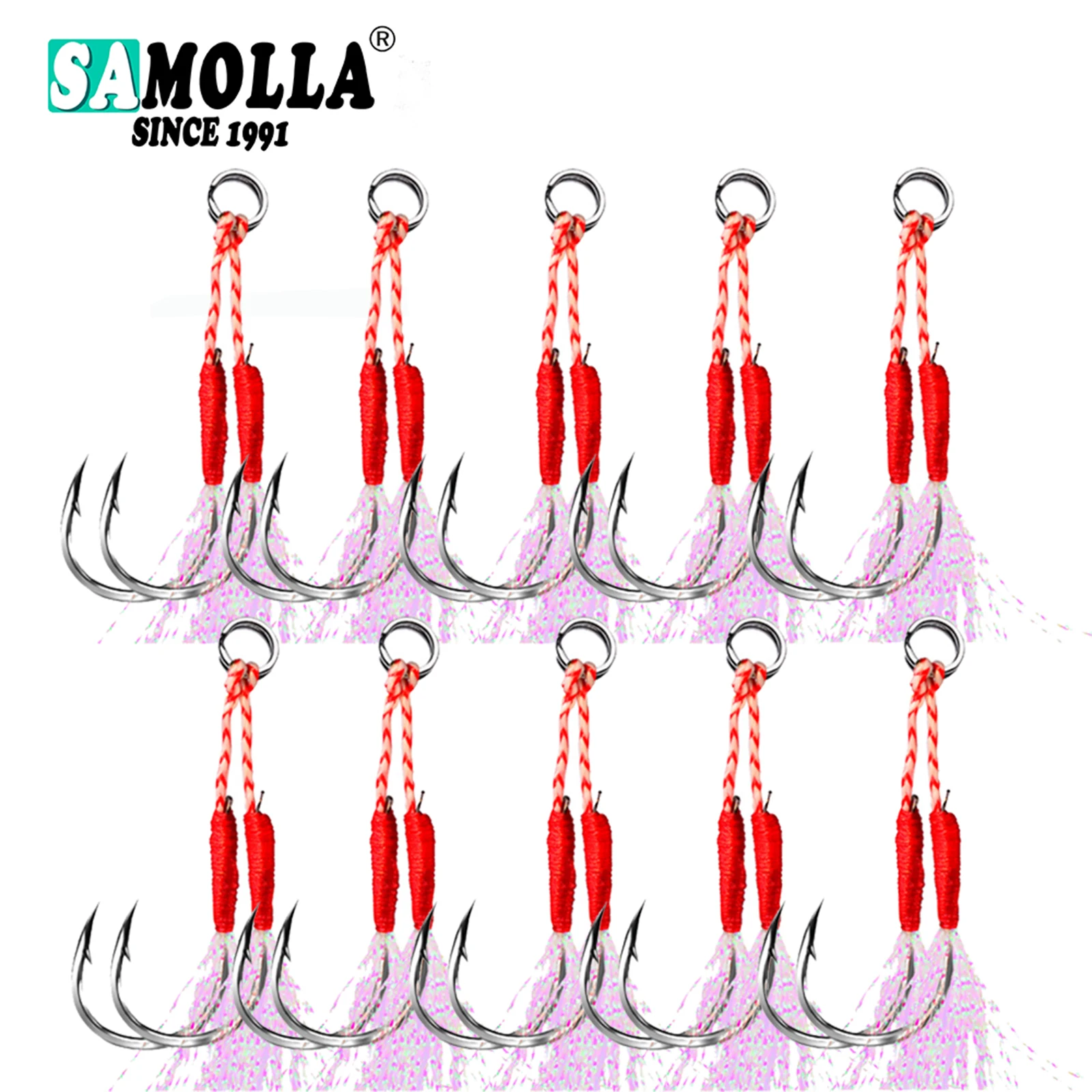 10paDouble Jigging Feather Hook 6