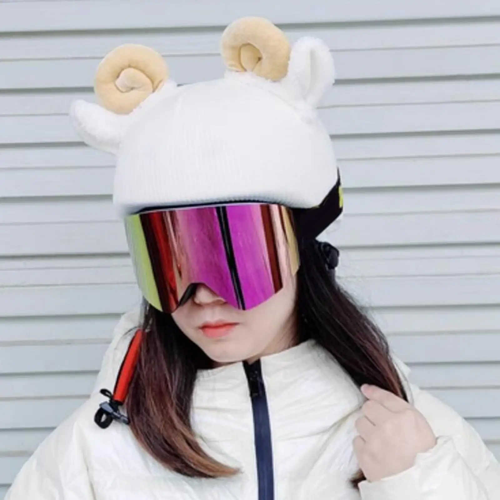 ski helmet cover funny Single board double board warm ski helmet cover personality cover Unicorn rabbit ear giraffe lovely 6