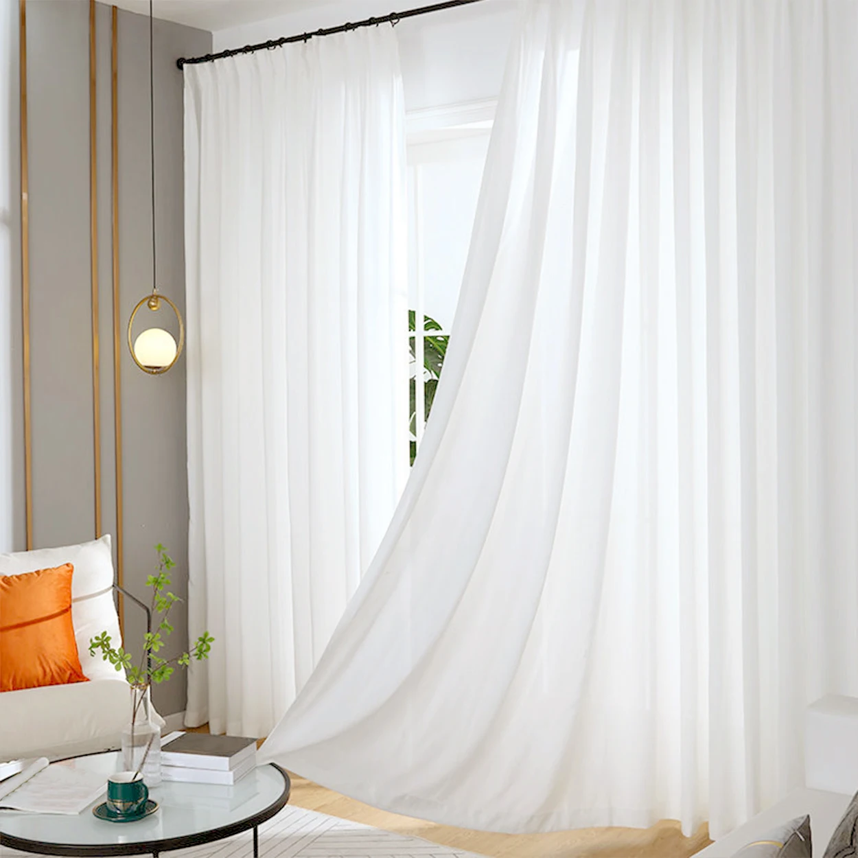 Description Picture 4 of itemWhite Light-Transmitting and Opaque Gauze Curtains, White Privacy Curtains Semi-Transparent Curtains Light Filter Curtains Bedroom Living Room Balcony Gauze Curtains, Rod Pocket