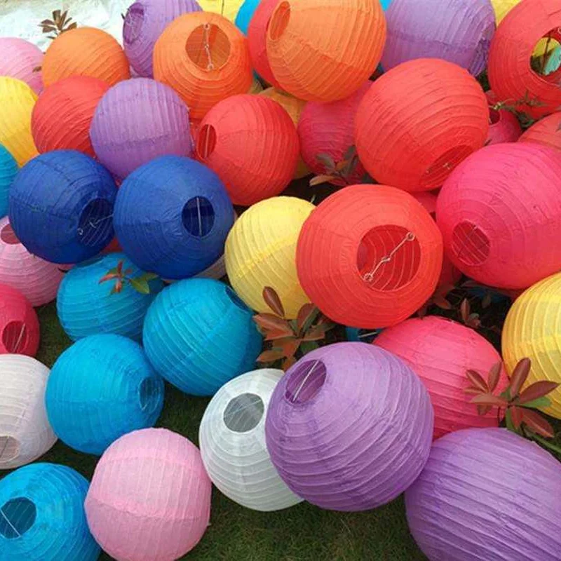 1pc 4''6''8''10''12''14''16''inch Chinese Paper Lantern Hanging Wedding Party Lanterns Decorative Paper Balls Lamps Lampion