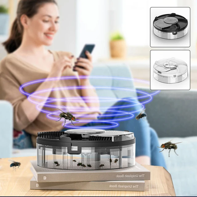 Elektromos Légycsapda 1200Mah Usb Újratölthető Automatikus Légykapó Biztonsági Forgáforgó Károsító Fogó Készülék Csendes Beltéri Rovar Elutasítás - Image 6