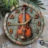 Wooden Wall Clock with Violin Design, Ideal for Home & Office Decoration, Requires AA Batteries 1