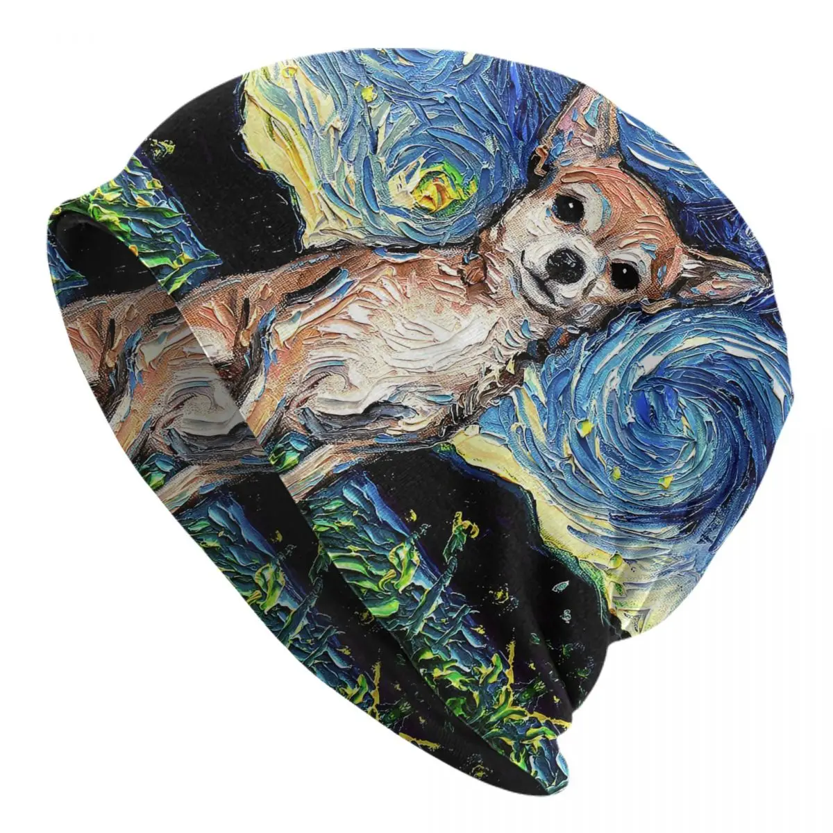 

Chihuahua Starry Night Art Bonnet Hats Fashion Knitted Hat For Women Men Autumn Winter Warm Pet Dog Lover Skullies Beanies Caps