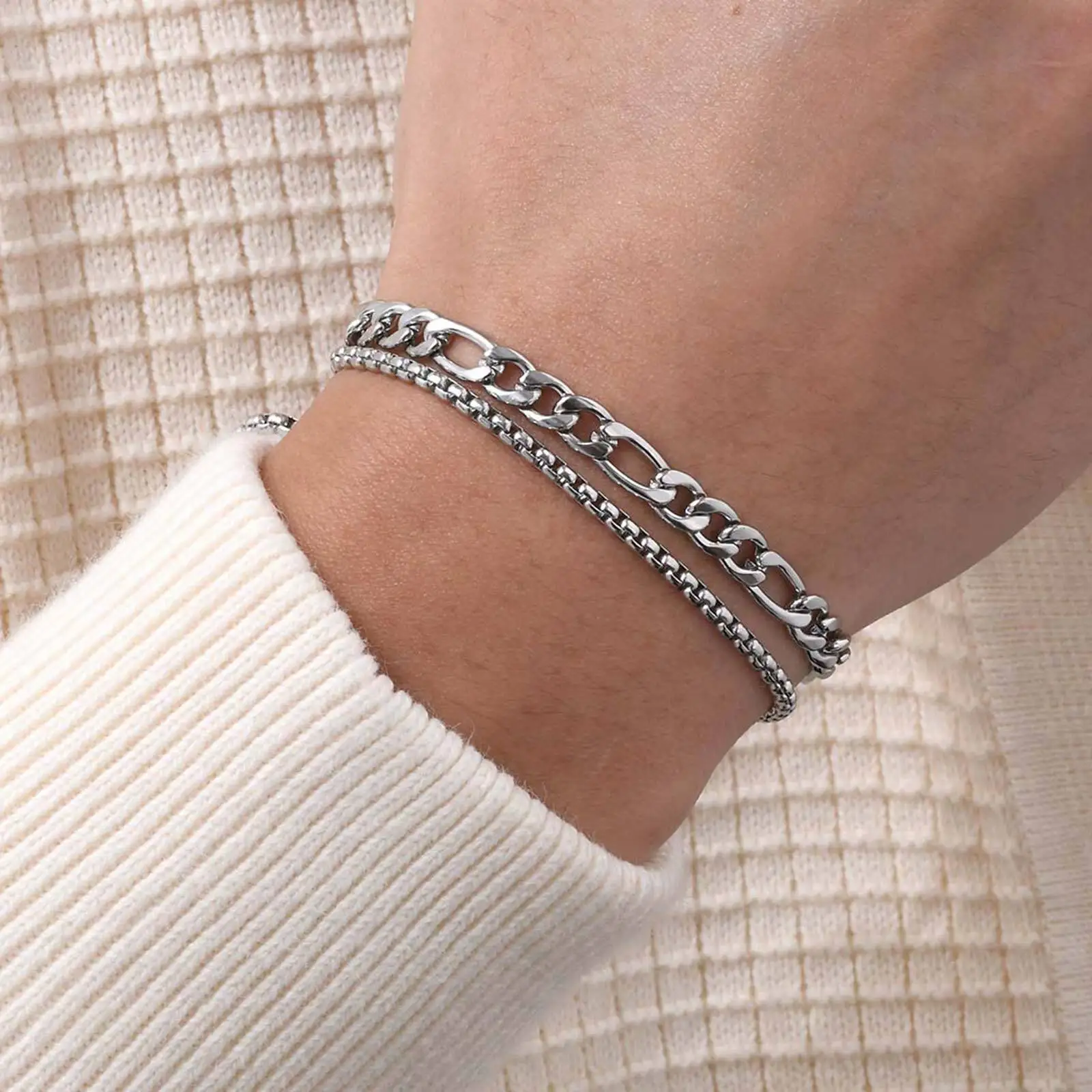Reccisokz 4 Pezzi Braccialetti Acciaio Inossidabile,Bracciale