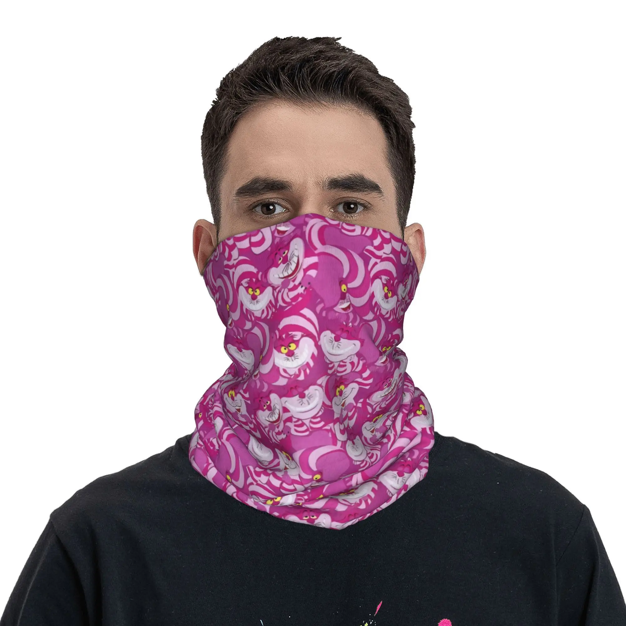 Cycling bandana Neck wrap Bandana headscarf Cotton bandana Neck gaiter Bandana neck cover Multifunctional bandana Cheshire cat Cartoon Neck gaiter Men Women UV protection Winter Bandana scarf For hiking