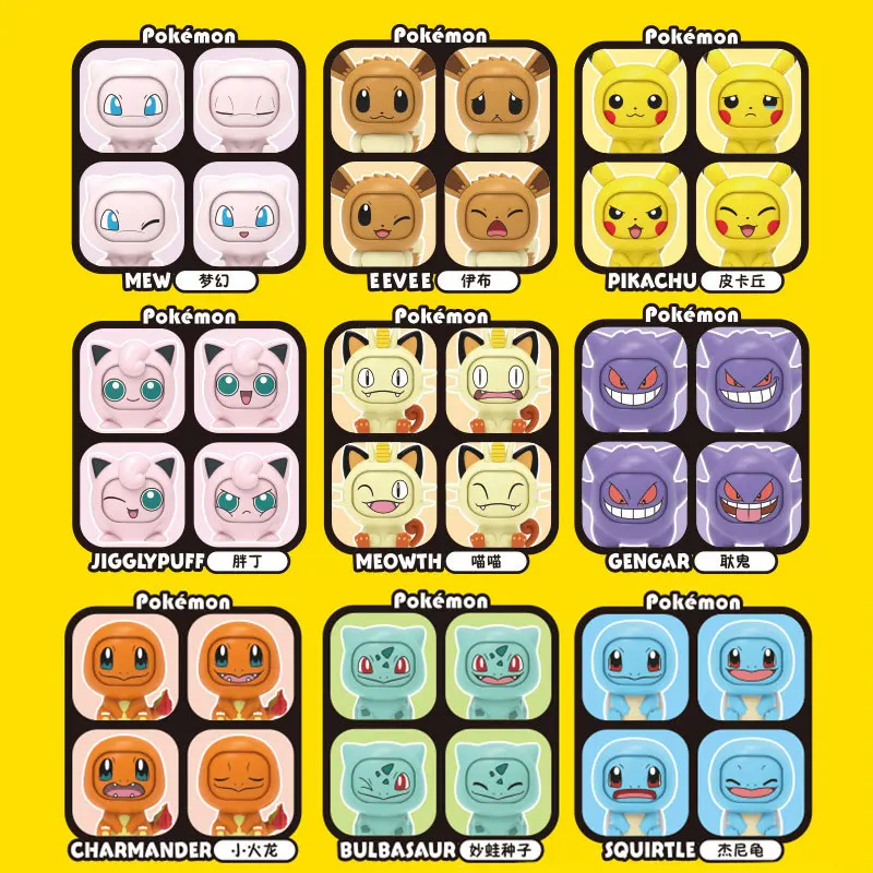 12 Style Pokemon Anime Figures Toys Variable Face Model Pikachu Charmander Squirtle Bulbasaur For Children Birthday Gifts Kawaii