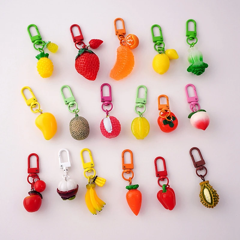 New Simulation Fruit Mangosteen/pineapple/Watermelon/Strawberry Keychain Fashion Creative KeyRing Pendant Gift For Bookbag