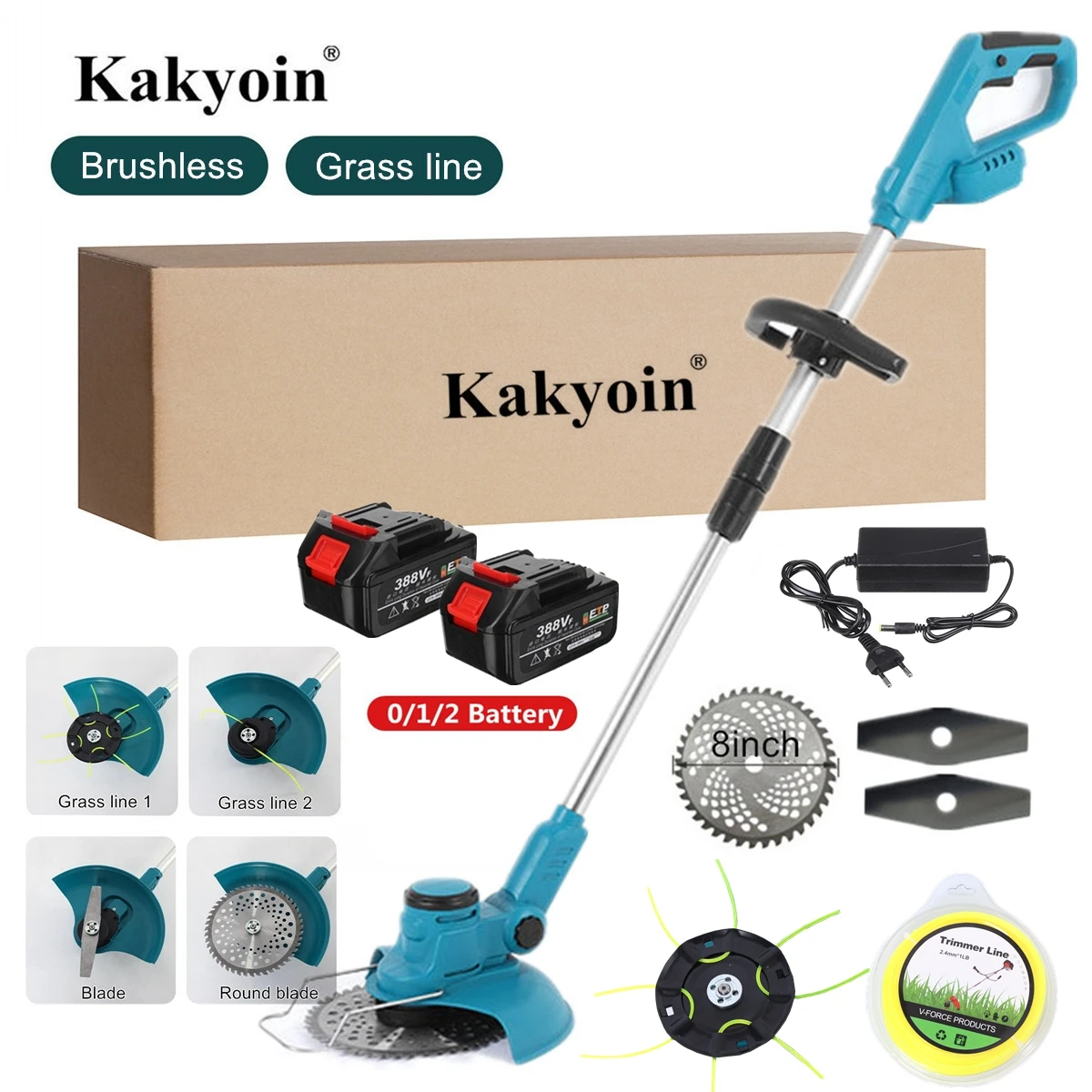 

2500W 8 Inch Brushless Electric Grass Trimmer Cordless Lawn Mower Grass Line Hedge Trimmer Adjustable Handheld Garden Pruning