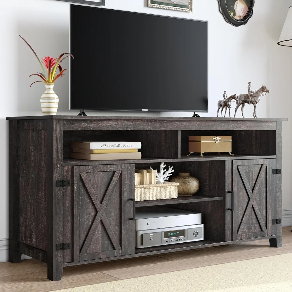 YITAHOME Highboy Farmhouse Barn Door TV Stand for 65 Inch TV, Modern Entertainment Center for 300 lbs,