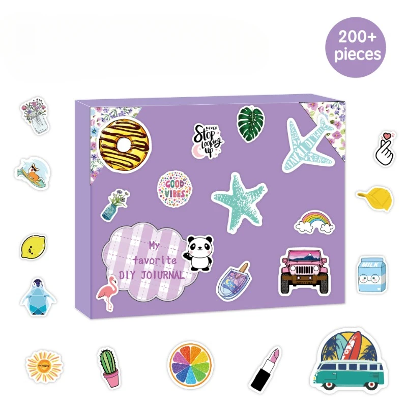 DIY JOURNAL SET Children's Boys and Girls Handmade Notebook Stationery Hand Diary Note Paper Sticker Glitter Tape Gift Box Set