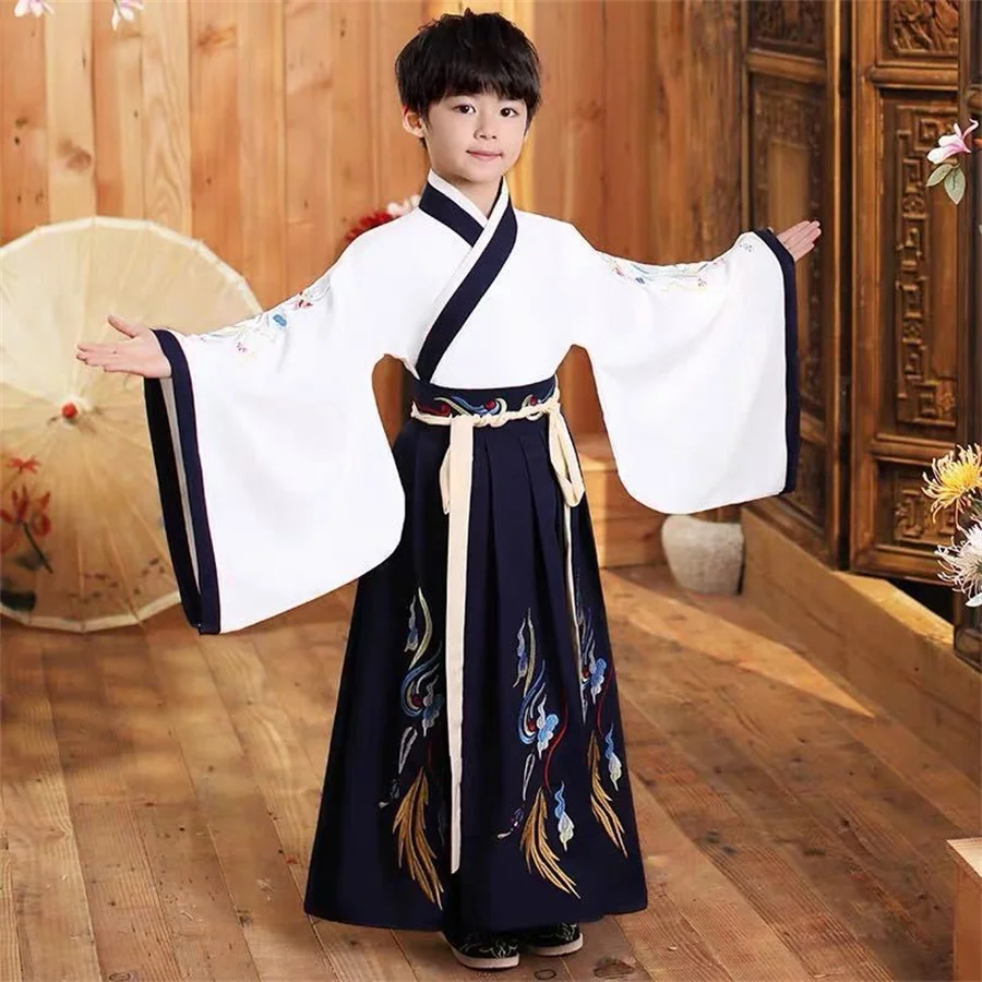 

Traditional Chinese Style Hanfu Children Boy Cloak Guard Samurai Knight Party Cosplay Costume Kids Tang Suit Performance Outfits