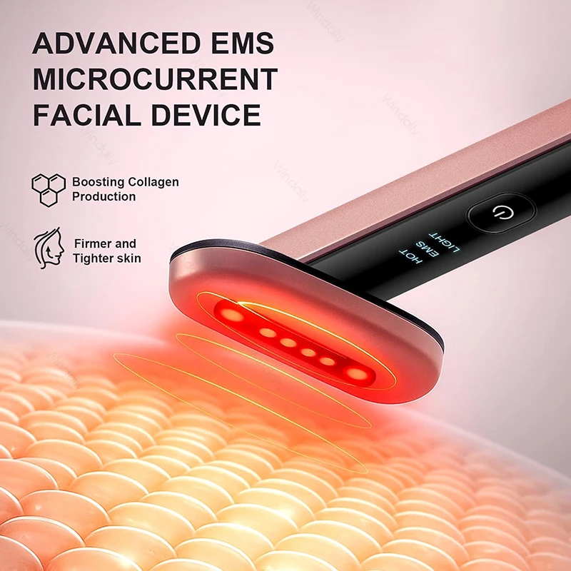 New 7 Color Light Beauty Wand Hot Compress Red Light Therapy For Face Neck EMS Microcurrent Facial Device Vibration Eye Massager