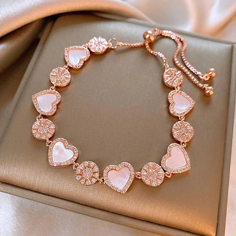 Real Gold Electroplated Zircon Sun Love Bracelet 2024 Light Luxury and Fashionable Women's Jewelry