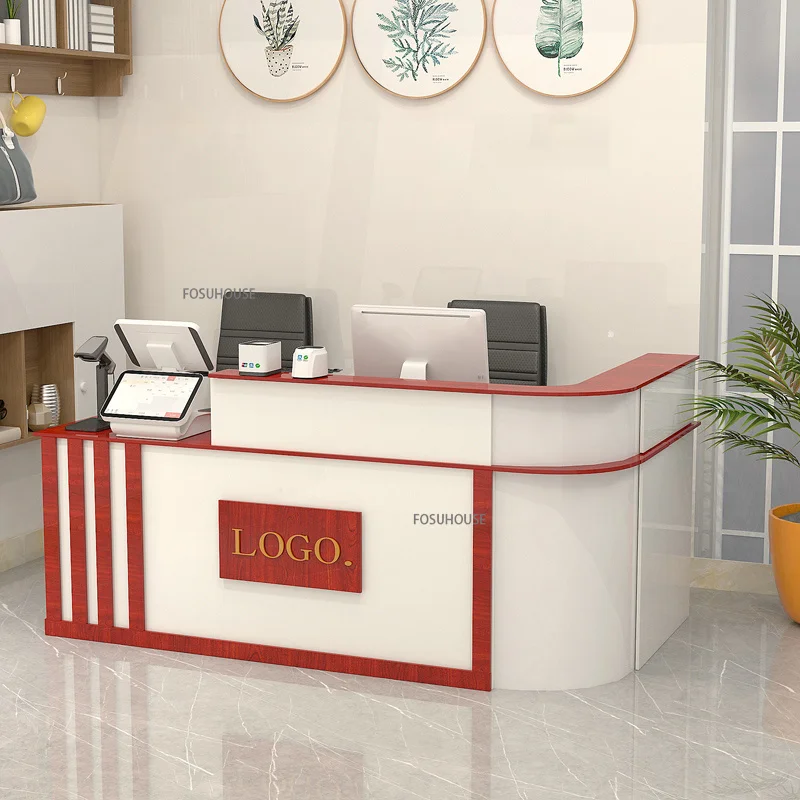 Modern Simple Company Front Desk Reception Desk Office Furniture Beauty Salon Commercial Cashier Parental Advisory Counter