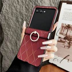 Elegant Wave Design Phone Case - 3 - Piece Set with Anti - Scratch Protection for MOTO RAZR 60 ULTRA (Red)