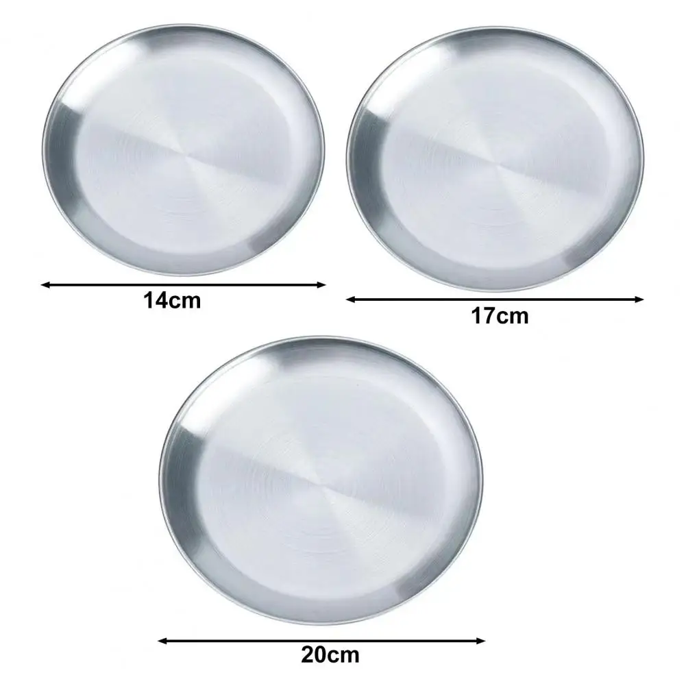 Stainless Steel Round Thickened Dinner Plates Salad Plates for Home Kitchen BBQ Salad Serving Tablewear,dining dish