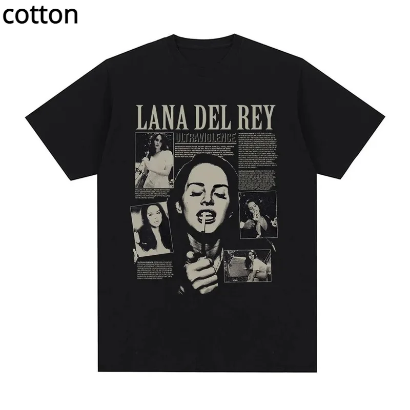 

Singer Lana Del Rey T Shirt Ultraviolence Music Album T-shirt Men Women Hip Hop Vintage Short Sleeve T Shirts Gothic Streetwear