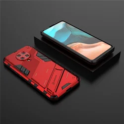 Shockproof Armor Stand Bumper Phone Case for Mi Poco F2 Pro (Red)