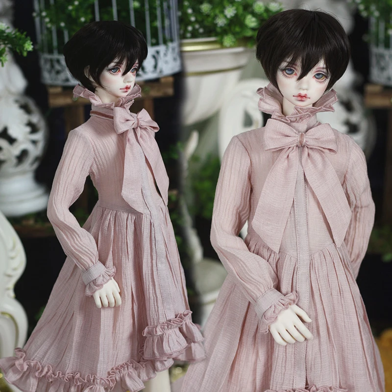 Custom BJD Doll Clothes Pink Noble and Elegant Western Dress Shirt 1/4 1/3 Retro Pearl Dress DD MSD Uncle ID75 Doll Accessories