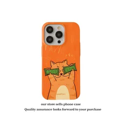 Orange Money Enthusiast Kitten Magnetic Acrylic TPU Phone Case - iphon16 PRO (2)