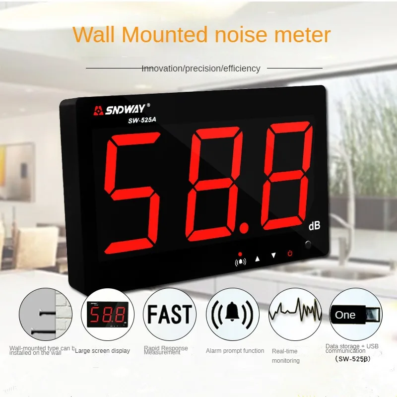 SNDWAY SW-525A 30-130dB Digital Sound Level Meter with Large