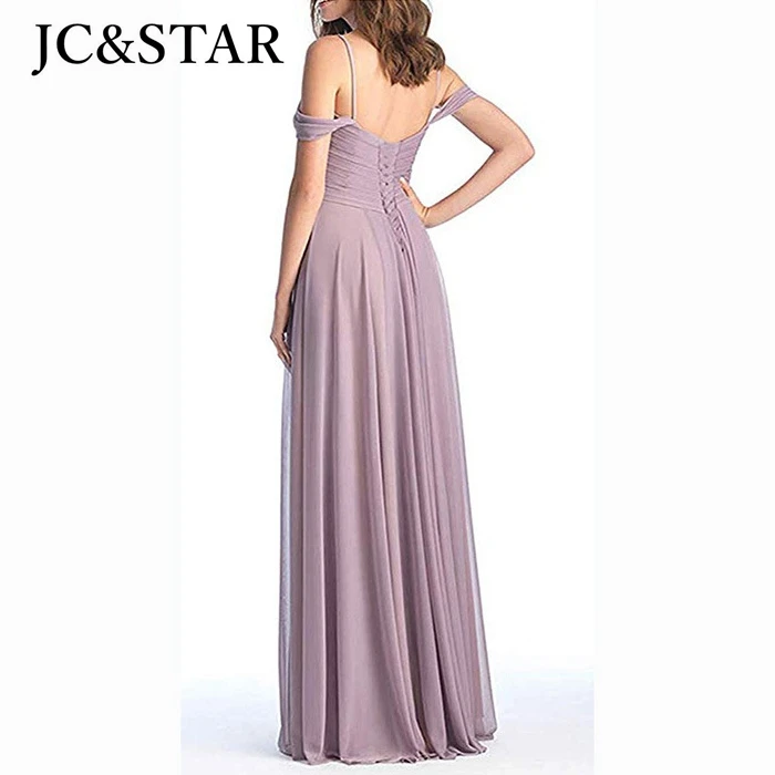 Lavendel brautjungfer kleider lange chiffon v-ausschnitt Spaghetti-trägern vestido de festa de casamento sexy Backless robe ceremonie femm