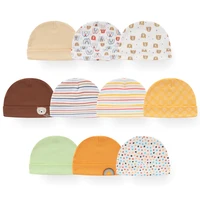New Born Baby Boy Hats 3/5Pieces Cotton Baby Girls Hats Cartoon 0-6Months Unisex Soft Solid Color Infant Accessories 1