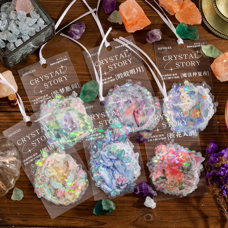 

Retro laser flower sticker Crystal Story series Hand account decoration material sticker