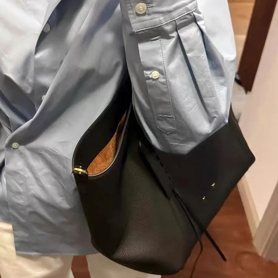 2025 New Arrival Design Leather Spliced ​Cotton Basket Bag Large Capacity Handbag Fashion Women's One-shoulder Tote Bag