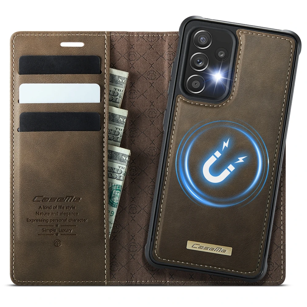 Magnetic Leather Wallet Phone Case with Protective Bumper