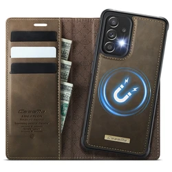 Magnetic Leather Wallet Phone Case with Protective Bumper - Galaxy A35 5G (Coffee)
