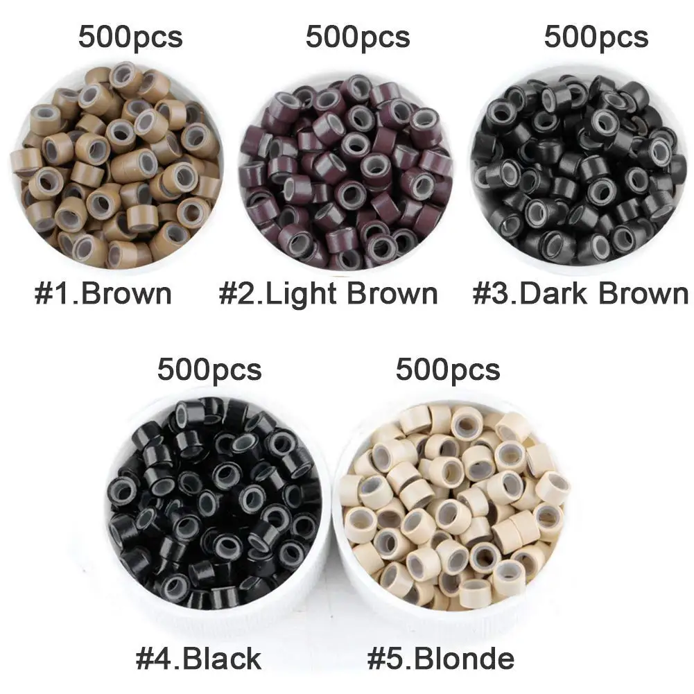 

Silicone Lined Micro Link Ring Hair Extensions Beads Salon Micro ring Hair Extenison Accessories Tool 500Pcs