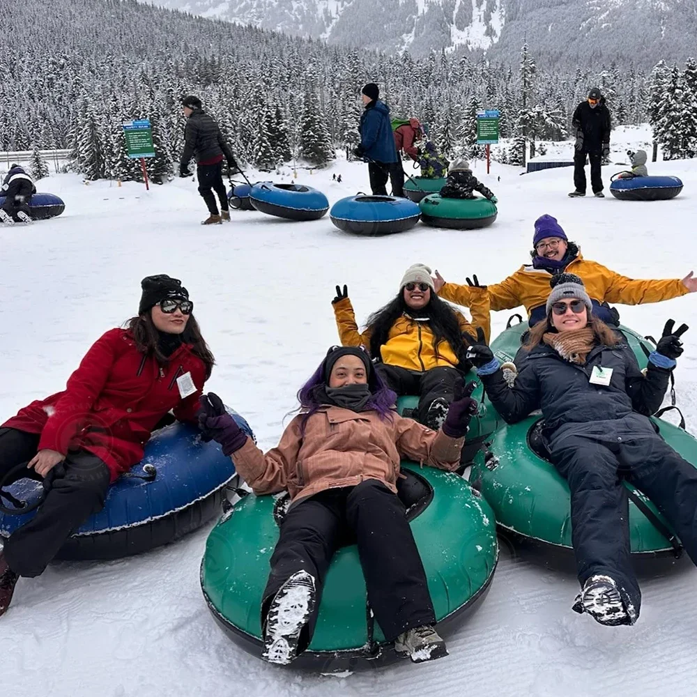 Pulling 100cm 120Cm Pvc Adult Winter Heavy Duty Snow Tubing Slide Inflatable Sleds Seat Snow Tube For With Canvas Cover